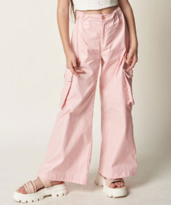 Pantalón rosado para niñas bota ancha