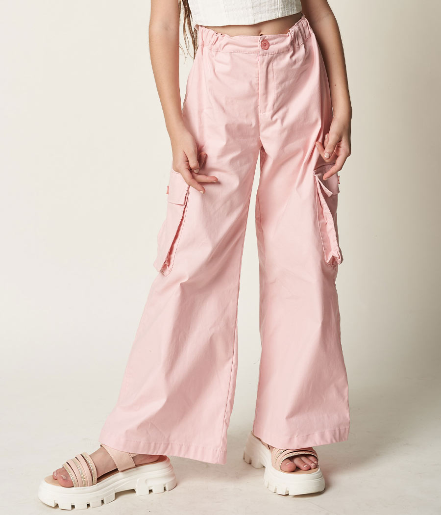 Pantalón rosado para niñas bota ancha