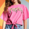 Blusa oversize para niñas fucsia