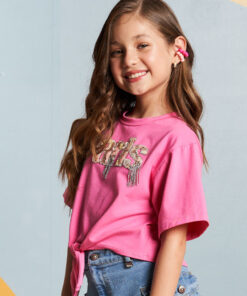 Blusa oversize para niñas fucsia