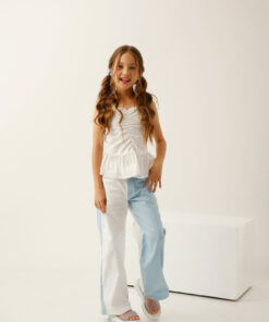 Pantalón dril Palazzo bicolor