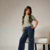 Pantalón denim palazzo orificios